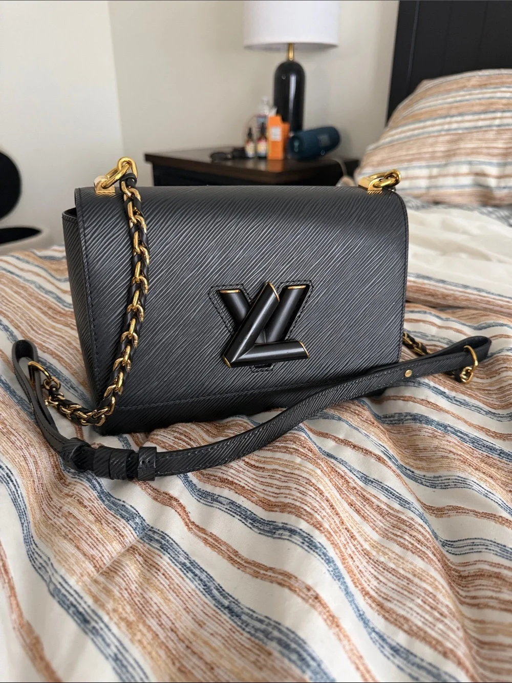 Louis Vuitton Black Epi Leather Chain Shoulder Bag with Gold Hardware